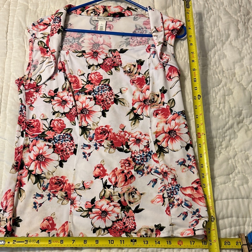 White House Black Market Floral Blouse - Pink and Cream